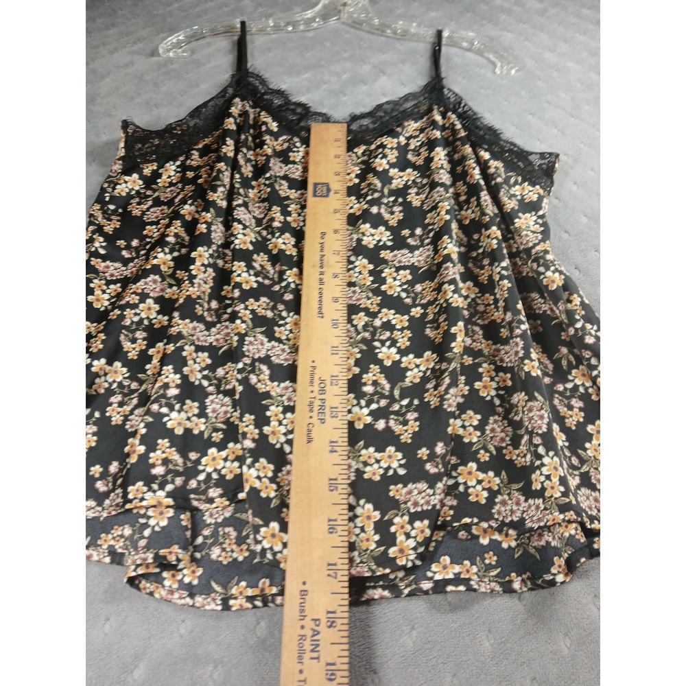 Wild Fable Black Floral Lace Trim Camisole Top L Whimsygoth Layering Festival - Picture 2 of 6